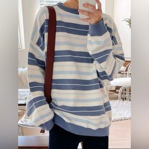 DAZY Block Stripped Pattern Drop Shoulder Sweater